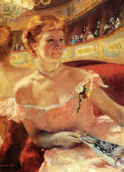 Mary Cassatt Woman with a Pearl Necklace in a Loge china oil painting image
